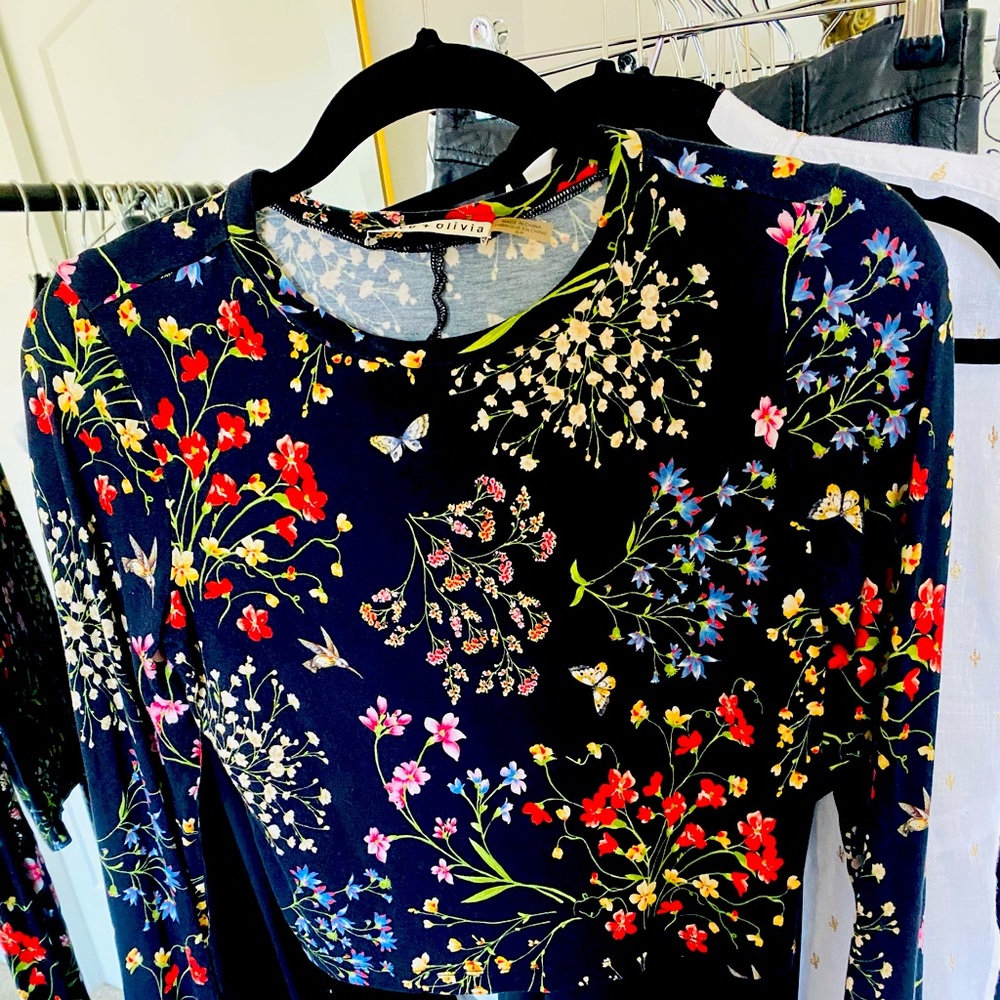 Alice & Olivia Floral Crop Top